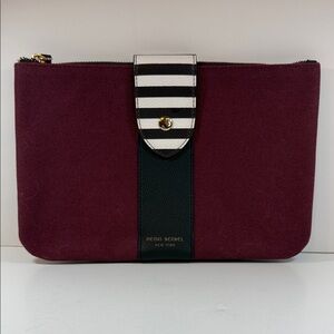 Henri Bendel Maroon Clutch with Striped Accent